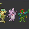 Animated Game Movie Cartoon Characters With Playful Poses And Vibrant Colors