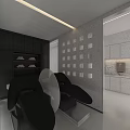 Modern Hair Salon Interior Design With White Styling Chairs Marble Reception Desk And Mirrors