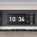 Modern TV Wall Design With Dark Cabinets Open Shelves And Marble Base