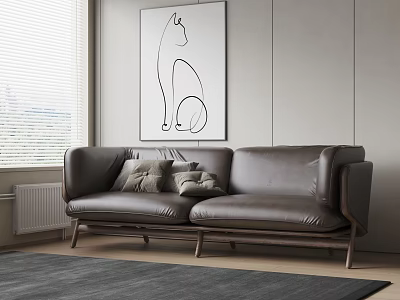 Modern double sofa multiplayer sofa 3d model