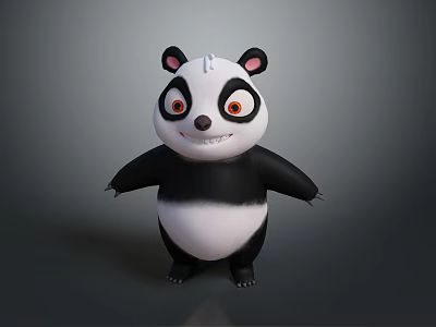 Cute 3D Cartoon Panda Character With Smiling Face And Big Expressive Eyes 3d model