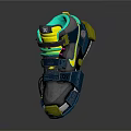 Futuristic Shoes With Neon Blue Yellow Green Accents And Multi Layered Sole Design