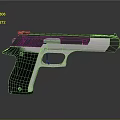 Modern Tactical Pistol with Black Textured Grip and Silver Metal Frame