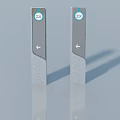 Two Modern Gray Swing Doors with Blue ZX Logo and Left Arrow Design