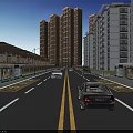 Urban Road Facilities Featuring Bus Stops Lane Markings And Vehicles Near High Rise Buildings
