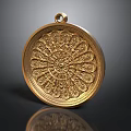 Golden Circular Pendant With Intricate Floral Patterns As Stylish Clothing Accessory