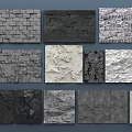 Various Textured Wall Surface Designs With Brick Stone And Concrete Patterns 3d model