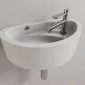 Modern Sleek White Wall Mounted Ceramic Washbasin With Silver Faucet