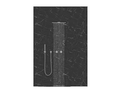 Modern Shower System With Rainfall Head Handheld Sprayer And Control Knobs On Black Marble 3d model