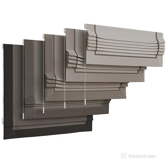 A Range Of Roman Shades In Different Colors And Styles 3d model 