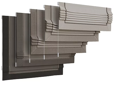 A Range Of Roman Shades In Different Colors And Styles 3d model