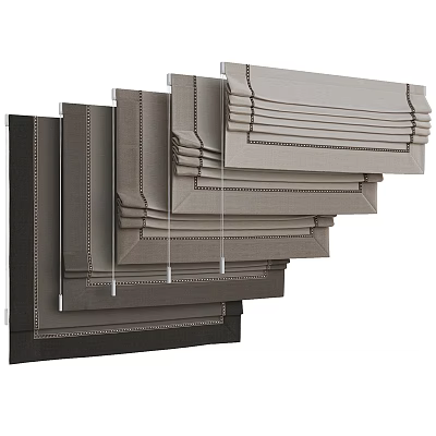 A Range Of Roman Shades In Different Colors And Styles 3d model