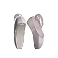 White and Pink Ballet Shoes With Ribbon Straps And Toe Box Design