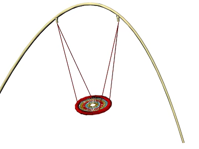 Outdoor Playground Swing Equipment With Arch Metal Frame And Round Red Seat 3d model