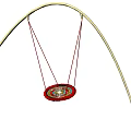 Outdoor Playground Swing Equipment With Arch Metal Frame And Round Red Seat