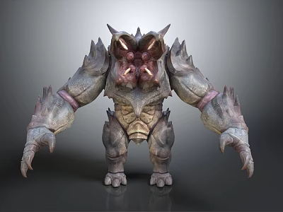 Mythical Monster Character And Creature 3D Model With Rocky Skin Glowing Eyes And Muscular Limbs 3d model