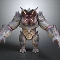 Mythical Monster Character And Creature 3D Model With Rocky Skin Glowing Eyes And Muscular Limbs