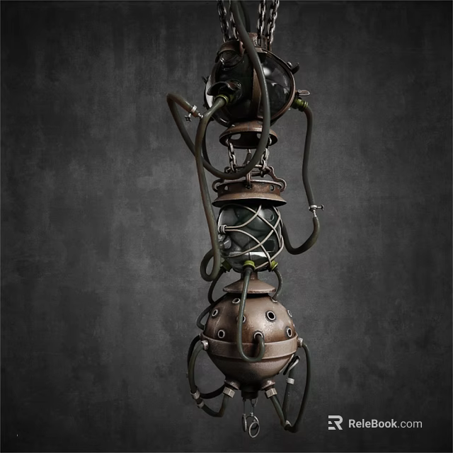 Vintage Industrial Decorative Ornament Set Featuring Metal Pipes Gears And Unique Layered Design 3d model 