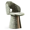 Green Patterned Modern Bar Stool With Curved Backrest Seat And Wooden Base