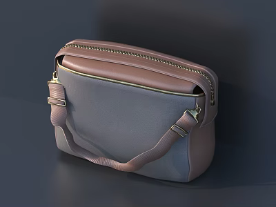 Stylish Handbag With Two Tone Pink And Gray Smooth Zipper Closure And Adjustable Shoulder Strap 3d model