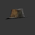 Natural Wooden Stump With Ring Patterns And Cracked Surface On Square Stone Slab Base 3d model
