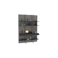 Modern Multi Layered Bookshelf Design With Decorative Vases Sculptures And Lamps