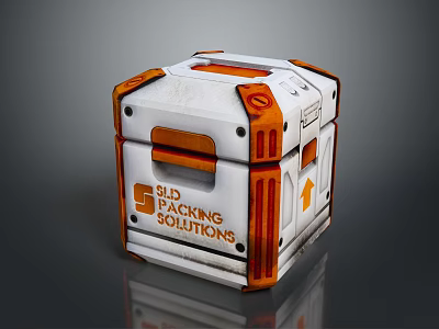 Practical Household Storage Box With White And Orange Structured Design For Packing Solutions 3d model