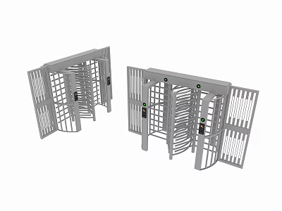 Gray Metal Security Turnstile With Modern Access Control Design Structure 3d model