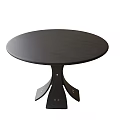 Modern Black Round Dining Table With Unique Three Legged Base Design 3d model