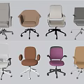 Various Modern Office Chairs With Different Colors And Ergonomic Styles 3d model