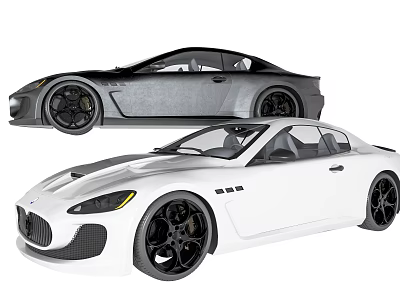 Gray and White Sports Coupe Cars with Sleek Design and Black Wheels 3d model