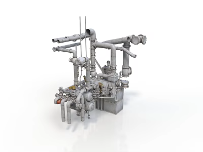 Industrial Equipment With Metal Pipes Valves And Mechanical Components 3d model