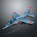 Detailed Grey Jet Aircraft Model With Blue Canopy And Red Wing Markings