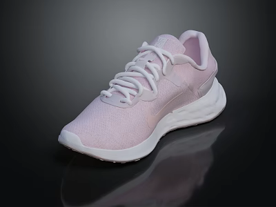 Pink Lace Up Sneakers With Lightweight Breathable Upper And White Sole 3d model
