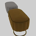 Oval Shaped Yellow Tufted Sofa Bench With Golden Metal Legs Design