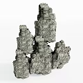 Natural Stone and Wood Stacked Decorative Structure With Textured Surfaces
