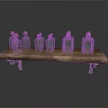 Rustic Wooden Long Table With Metal Brackets And Decorative Wall Blocks