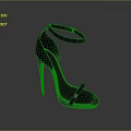 Elegant Black Open Toe Stiletto Heels With Ankle Strap Design 3d model
