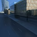 Modern Commercial Street Landscape With Contemporary Buildings Glass Facades And Wide Urban Avenue