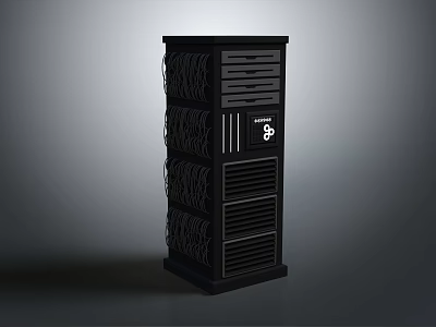 Sleek Black Computer Tower Case With Cable Management Ventilation Panels And Branded Logo Design 3d model