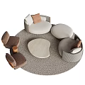 Modern Sofa and Coffee Table Set With Round Top and Cozy Fabric Seats
