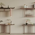 New Chinese Style Duan Jing Strip Porch Cabinet Duan Jing Desk Side Cabinet Vase Ornaments 3d model