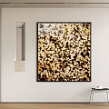 Abstract Brown Black Spotted Wall Art In Modern Interior With Table 3d model