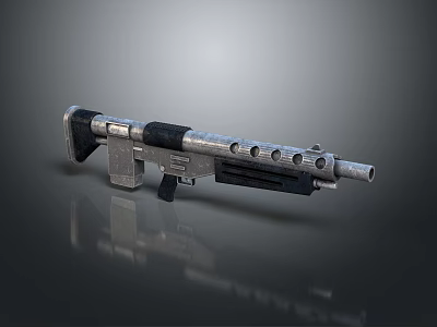Futuristic Metallic Weapon Design With Tactical Grip Barrel And Mechanical Structure 3d model