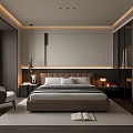 Modern Bedroom Interior Design With Upholstered Bed Nightstand Armchair And Rug
