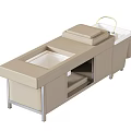 Beige Bathroom Vanity With Double Sink Countertop And Storage Space 3d model