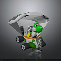 Green Character Driving Parachute Cart With White Gloves And Green White Wheels