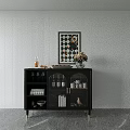 Modern Minimalist Sideboard With Glass Fronted Doors Wall Art And Fresh Flowers