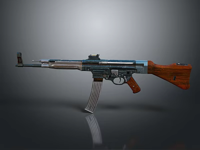 Vintage Military Rifle Featuring Wooden Stock Metal Components And Detailed Magazine 3d model