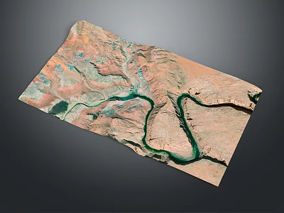 Detailed 3D Terrain Model With Winding River And Mountainous Landscape Features 3d model
